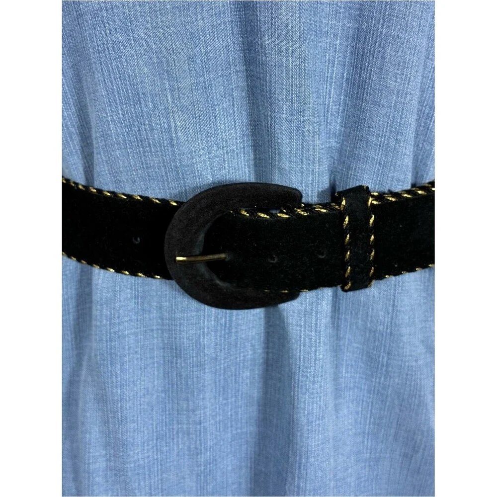 Womens belt 32” long velvet with Gold Stitching elegant